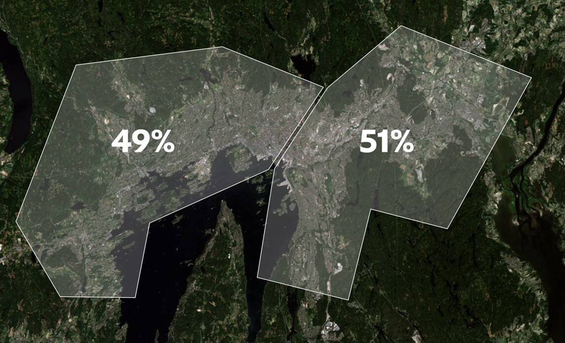 Dekningsområde i stor Oslo
